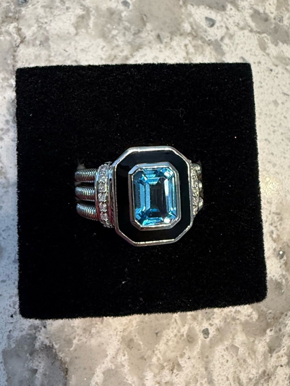 Judith Ripka Adrienne 1.90 carat Swiss blue topaz with .11 ct diamonds